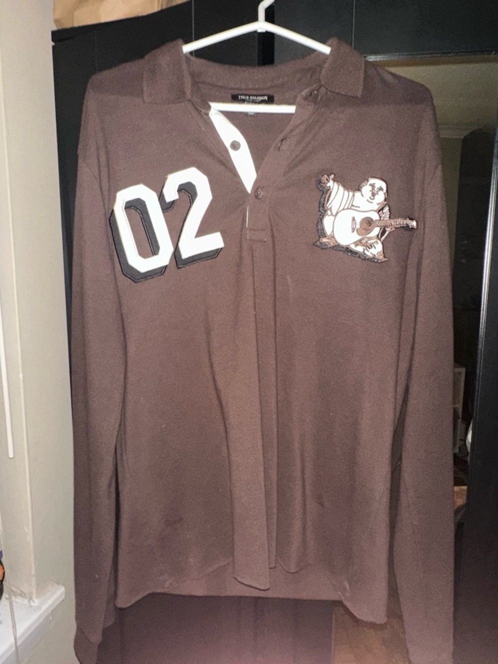 True Religion Long sleeve brown polo